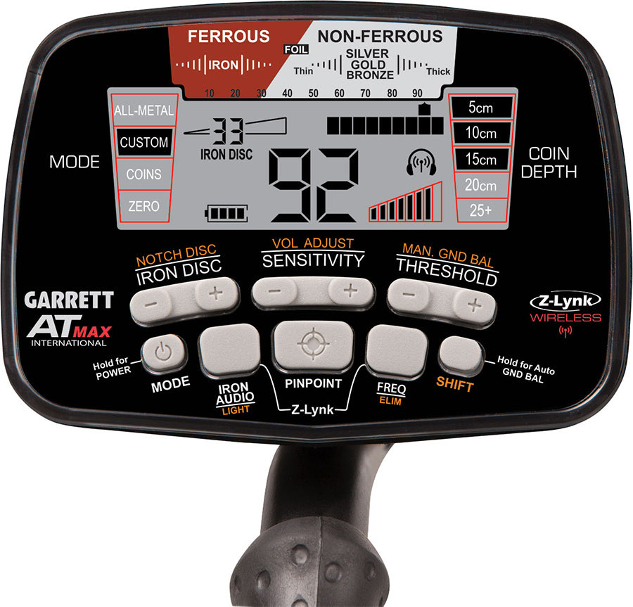 Garrett AT Max metaaldetector + Pro-Pointer AT Z-Lynk, MS-3 hoofdtelefoon en gratis 9 x 12" zoekspoel