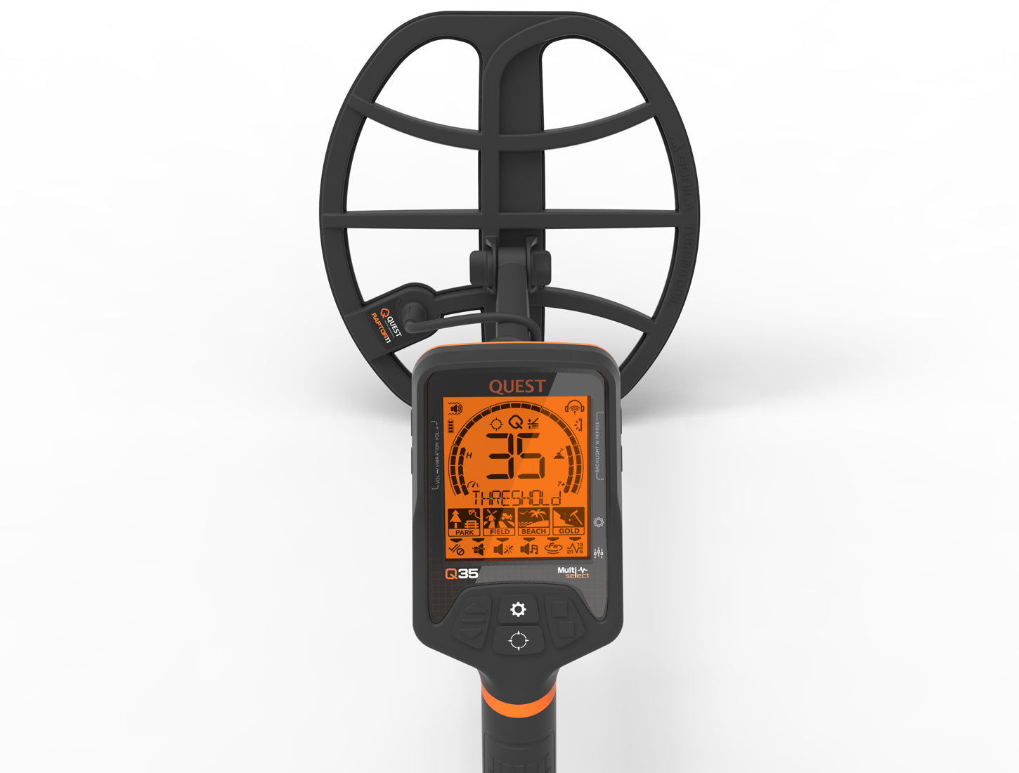 Quest Q35 metaaldetector met draadloze hoofdtelefoon en gratis XPointer pinpointer
