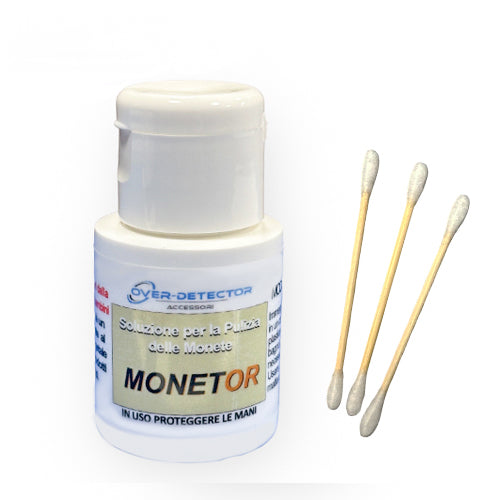 Overdetectors muntenreinigingsstation met vergrootglas, Monetor, wax & reinigingspotlood