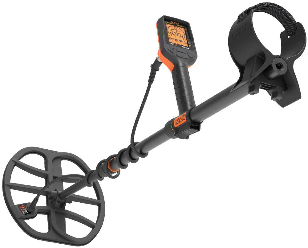 Quest X10 IDmaxX metaaldetector met WireFree Lite hoofdtelefoon en gratis XPointer pinpointer