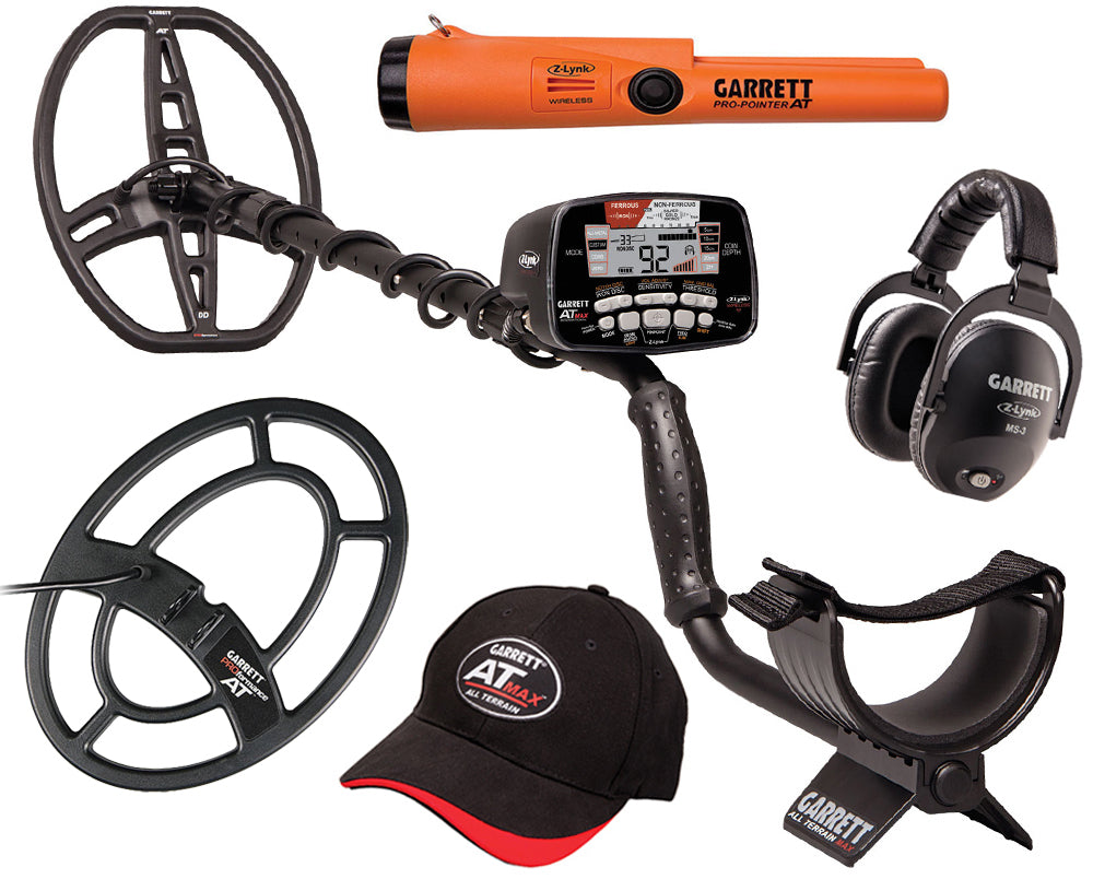 Garrett AT Max metaaldetector + Pro-Pointer AT Z-Lynk, MS-3 hoofdtelefoon en gratis 9 x 12" zoekspoel